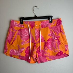 Athleta Size 12 Hudson Floral Board Shorts Swim Pockets Drawstring